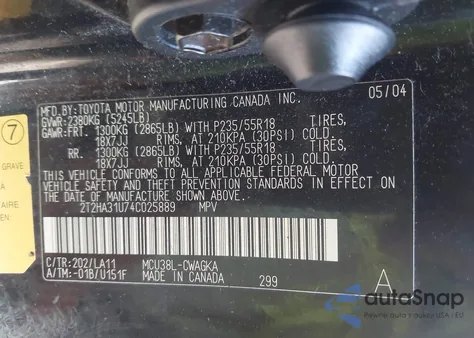 2004 Lexus Rx 330 z USA, uszkodzony, nr VIN 2T2HA31U74C025889